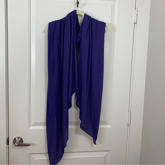 BOHO Oversized Grape Purple Diagonal Fringe Cut Viscose Shawl Wrap 76x30” Scarf - Picture 7 of 8